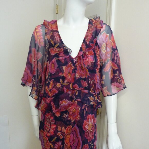 Johnny Was Luxee Floral Printed Silk Maxi Dress - Picture 7 of 9